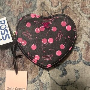 Juicy Couture Heart-Shaped Wallet with Pink Cherry Design